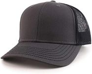 Armycrew Oversize XXL Low Profile Two Tone Mesh Back Trucker Baseball Cap, Charcoal Black, XX-Large