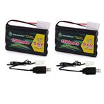 QBLPOWER 9.6V 1500mAh NI-MH Rechargeable Battery Pack for RC Car Boats Robots and Charger Cables(2 Pack)