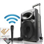 QTX QR15PA Portable Battery Powered PA System with Wireless VHF Microphones and Integrated USB MP3 Media Player