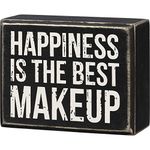 Primitives by Kathy 108897 Happiness is The Best Makeup Box Sign, 4-inch Length, Wood