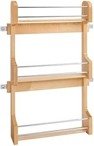 Rev-A-Shelf 18" 3 Tiered Pull Out Shelf Organizer for Kitchen Cabinets, Pantry Storage Spice Seasoning Rack, Door/Wall Mounted, Maple Wood, 4SR-18