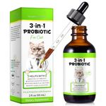 Probiotics for Cats, 3-in-1 Cat Probiotics with Prebiotic and Enzymes, Cat Diarrhea Treatmen Supplement - Support Gut Health, Diarrhea & Constipation Relief for All Breed Size Age, Bacon Flavor, 60ml