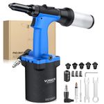 VORXEON Pneumatic Riveter Kit, Heavy Duty Air Rivet Gun for 2.4mm, 3.2mm, 4mm, 4.8mm,6.4mm Rivets, Professional Pop Riveter Tool for Car Repair, Self-Suction Design