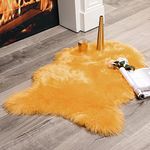 MIULEE Luxury Super Soft Fluffy Area Rug Faux Fur Sheepskin Rug Decorative Plush Shaggy Carpet for Bedside Sofa Floor Nursery Fall Decor 2 x 3 Feet, Yellow