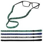 Sport Eye Glasses Cord Chain, 4Pcs Anti-Slip Sunglasses Strap, Spandex Adjustable Reading Glasses Cords Neck Hanger, Unisex Glass Cord Lanyard for Reading Sports Outdoor （Blue Green Gray Black）