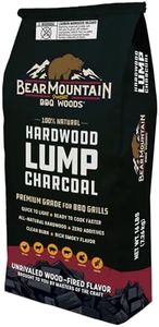 Bear Mountain BBQ Hardwood Lump Charcoal, Premium Grade for BBQ Grills, Quick to Light and Ready to Cook Faster, Rich Smoky Flavor, 16 Pounds