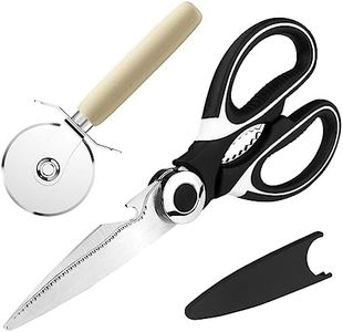 Relota 2 piezas Tijeras Cocina, Tijeras de Cocina Set de Acero Inoxidable con Cortador de Pizza y Tijera Cocina, Corta Pizza y Scissors Cocina Set para Carne, Pescado, Pizza, Pasta
