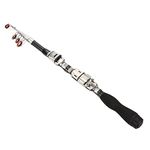 PATIKIL 1m/3.3ft Telescopic Fishing Rod, Fiber Reinforced Plastic for Freshwater Fishing Black