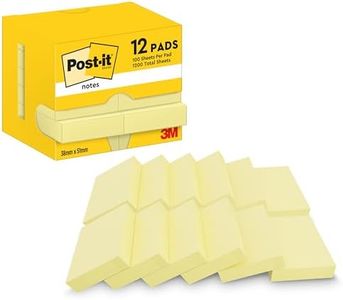 Post-it Notes, Jaune Canari, Pack de 12 Blocs, 100 Feuilles par Bloc, 38 mm x 51 mm, Jaune Pastel - Notes Autocollantes pour Prise de Notes, Listes de Tâches et Rappels