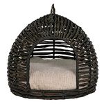 JR Home Collection Bowser & Meowser PP10154 Resin Wicker Hide Away Pet Bed with Handle, Grey