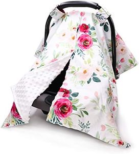 TANOFAR Car Seat Cover Baby, Carseat Covers Baby Boy Girl, Peekaboo Opening Infant Car Seat Cover for Winter, Warm & Cozy, Watercolor Floral