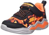 Skechers Thermo-Flash - Heat-Flux Flat Lace Front Sneakers for Boys - Cushioned Comfort Insole Fiery' Themed Light-up Midsole Mesh & Synthetic Upper Comfort Sneakers Black