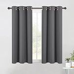 NICETOWN Bedroom Curtains Blackout Drapery Panels, Three Pass Microfiber Thermal Insulated Solid Ring Top Blackout Window Curtains / Drapes (Two Panels, 42 x 54 Inch, Gray)