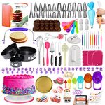 Cake Decorating Supplies, 700PCs Cake Decorating Kit 3 Springform Cake Pans, Cake Turntable, Numbered Piping Icing Tips, Chocolate Mold,Leveler, Baking Supplies Cupcake Liner & more Baking Stuff RFAQK