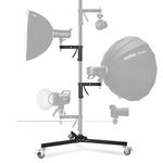 Soonpho Metal Heavy Roll Stand Studio Stand 240cm Robust C Stand with wheels for tripod and 2 Sliding Handle Kit,Maximum Load Capacity 15kg for Studio Monolight Softbox Reflector