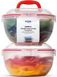 Komax Biokips Set of 2 Large Salad Bowls with Lids – 4.2 Qt Airtight Plastic Food Storage Containers – BPA-Free Salad Bowl with Lid That Locks – Microwave & Dishwasher Safe Salad Mixing Bowls