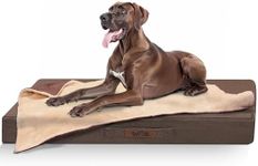 Sytopia Orthopedic Extra Large Dog Beds with Detachable Blanket - Washable Great Dane Dog Bed for Giant Dogs, Supportive Foam Pet Bed with Waterproof and Removable Cover, Caramel