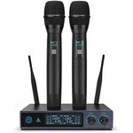 Audio Array AM-W14 UHF Dual Wireless Premium Metal Microphone | 2X XLR Outs & 1/4" Mix Out | Range up to 200ft/60m | Karaoke Singing, Wedding, DJ, Church | PA System, Amplifier, Mixer, Party Box