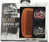 Beard Gift Set - All-In-One Beard Care Kit with Wooden Beard/Hair Comb and Two Beard Balms (Cedarwood and Sandalwood - 1oz) - Packaged in Gift Box