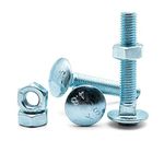 Hippo Hardware M8 (8mm X 50mm) Carriage Cup Square Bolts Coach Screws with Hexagon Nuts Zinc Steel (Pack of 30)