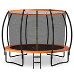 Goplus Recreational Trampolines 8FT 10FT 12FT, 400LBS Bearing Outdoor Trampoline with Enclosure, Non-slip Ladder, Hot-dip Galvanized Technology, ASTM Approved Bounce for Kids Adults (Orange-12 FT)