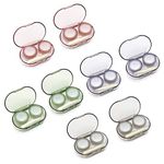 Modixun 8 Pack Clear Contact Lens Case with Inserter/Remover & Tweezer, 4 Colors Leak-Proof Bulk Contact Cases with Box, Contact Lenses Holder Kit with L/R Mark, Style B