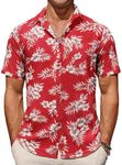 COOFANDY Men's Hawaiian Printed Button Down Short Sleeve Linen Shirt Casual Summer Beach Vacation Shirts