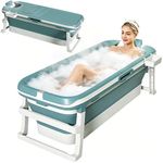 ITHWIU Portable Bathtub for Adult with Cover, 52inch Collapsible Folding Soaking Tub, Freestanding Tub with LCD Display, Ice Hot Bath Spa Bathtub for Homes Apartments