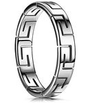 King Ring 4mm Greek Ring – Viking Stainless Steel for Men & Women Ring – Wedding Bands for Him & Her – Engagement Couple Rings – Everyday Elegant Ring - Silver 9