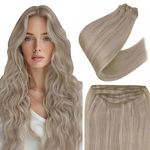 Easyouth Blonde Weft Hair Extensions Human Hair Weft Extensions Ash Blonde Highlight Sew in Hair Extensions Blonde Hair Remy Sew in Extensions 70g 14 Inch