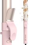 Rotating Curling Iron,1 1/4 In Automatic hair curler,360° Rotating Titanium Hair Curling Wands Auto Curling Irons, 5 Temperatures Control,30s Instant Heat Wand,110-240V Dual Voltage,1H Auto-Off,Pink