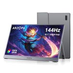 ARZOPA 16.1'' 144Hz Portable Gaming Monitor 106% sRGB 1080P FHD Kickstand Portable Monitor with HDR Ultra Slim Eye Care External Second Screen for Laptop PC PS5 Mac Xbox - Z1FC Grey