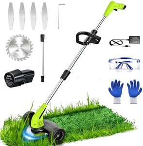 Aokia Electric Weed Wacker Cordless, 12V Battery Powered Weed Eater Cordless with Adjustable Pole (65inch), Lightweight Grass Trimmer Cutter/Mower/Edger with 2 Types Blade for Yard Lawn and Garden