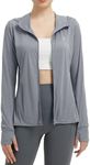 BALEAF Women's Sun Protection Jacket Hoodie Clothing Lightweight Long Sleeve Sun Cover Up Shirt Heather Light Gray XS