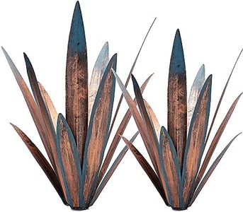 Jesokiibo 2pcs Tequila Rustic Sculpture DIY Metal Agave Plant Home Decor Rustic Hand Painted Metal Agave Garden Ornaments Outdoor Decor Figurines Home Yard Decorations Stakes Lawn Ornaments