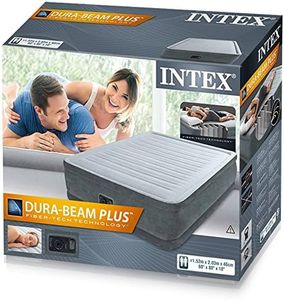 Colchón hinchable de Intex, con inflador incluido, 152 x 203 x 46 cm (230 V, 0,38 mm de grosor, base de vinilo, resistente al agua, incluye bolsa, B64424), gris