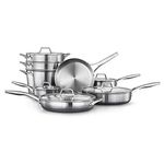 Calphalon 13-Piece Stainless Steel Kitchen Cookware Set with Aluminum Core, Stay-Cool Handles and Steamer Insert, Silver