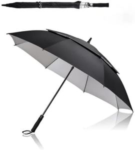 Luxury 60 inch Large Oversized, UV Protection Double Vented Canopy Golf Umbrella | 100% Waterproof, Windproof, Sun-proof | Automatic Open, Extra Strong Reinforced Fibreglass Frame | Men Women Ladies & Gents | Black