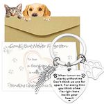 Devenirriche Pet Memorial Gifts Loss of Pet Remembrance Keychain Memorial Dog Keyring Sympathy Gifts with Condolence Card Envelope for Pet Dog Cat Lover Memorial Keyring Angel with Paws