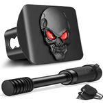 OGYE Metal Skull 3D Emblem Hitch Cover Fits 2" Receivers(with 5/8" Pin Dia Anti-Theft Trailer Hitch Lock)