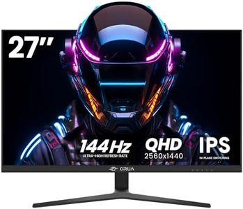 CRUA 27 Inch Gaming Monitor, 2K 1440P 144Hz Computer Monitor, 99% sRGB IPS PC Monitor, Support AMD Freesync, Low Blue Light, HDMI 2.0 & Displayport 1.2, Wall Mountable Installs/Tilt Adjustable -Black