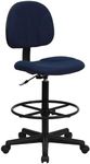 Flash Furniture Bruce Navy Blue Patterned Fabric Drafting Chair (Cylinders: 22.5''-27''H or 26''-30.5''H)