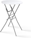 Byliable 28in Cocktail Table White High Top Folding, Round Portable Bar Height Folding Table with Removable Legs, Indoor Outdoor Banquet for Parties, Commercial, Speech, School