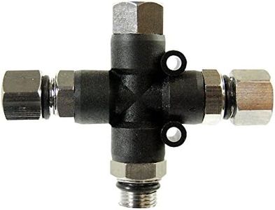 TCP Global 3 Way Airbrush Air Hose Splitter Manifold with 1/8" BSP Fittings; 2 Male Air Outlets and 1 Female Air Inlet