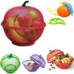 HK Online RED Apple Mesh Fresh Fruits Basket & Ring Citrus Peeler, Fruit Bowl, Decorative Tablepiece -Keep Unwanted Pets, Bugs & Insects Out (1 RED)