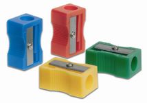 Swordfish 40259 Single Hole Wedge Pencil Sharpeners for 8mm Pencils (Box of 50), Yellow,Blue,Green,Red