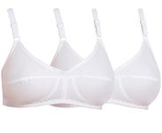 SOUMINIE Women's Cotton Non-Padded Non-Wired Everyday Bra(SLY-931_White_34D) Pack of 2