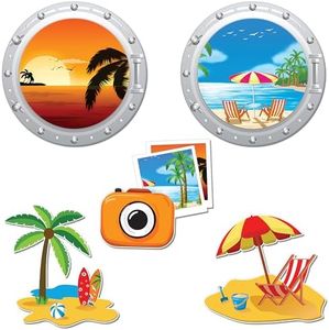 ZCCLINN Cruise Door Decorations Magnetic - 5pcs Summer Beach Cruise Ship Cabin Door Magnets Decor, Large Hawaii Tropical Funny Cruise Magnet Stickers Sign for Fridge Refrigerator Cars Carnival Party