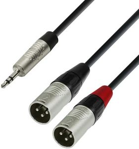 Adam Hall Cables 4 STAR YWMM 0180 - Cable de Audio REAN de Minijack 3,5 mm estéreo a 2 XLR macho 1,8 m