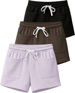 Real Essentials 3 Pack: Women's French Terry Square Pocket Shorts Lounge, Casual Shorts with Pockets (Available in Plus)- Set 2,XL